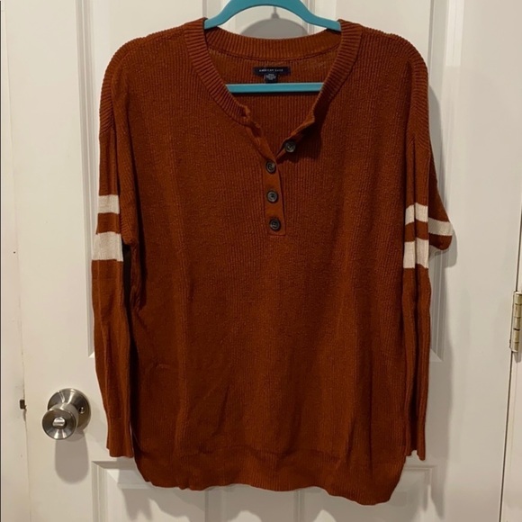 AEO Burnt Orange Oversized Thermal Henley EUC - Picture 2 of 10